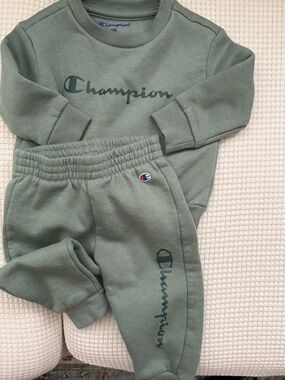 Champion Kids Olive Green Logo Sweatsuit